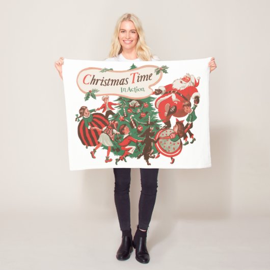 Weihnachten Weihnachtsmann und Tanzkinder Fleecedecke (Beispiel)