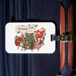 Weihnachten Weihnachtsmann und Tanzkinder Gepäckanhänger