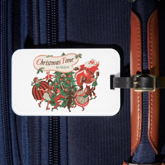 Weihnachten Weihnachtsmann und Tanzkinder Gepäckanhänger (Vorderseite Insitu 4)