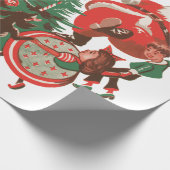 Weihnachten Weihnachtsmann und Tanzkinder Geschenkpapier (Ecke)