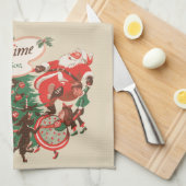 Weihnachten Weihnachtsmann und Tanzkinder Geschirrtuch (Viertel Falte)