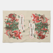 Weihnachten Weihnachtsmann und Tanzkinder Geschirrtuch (Horizontal)