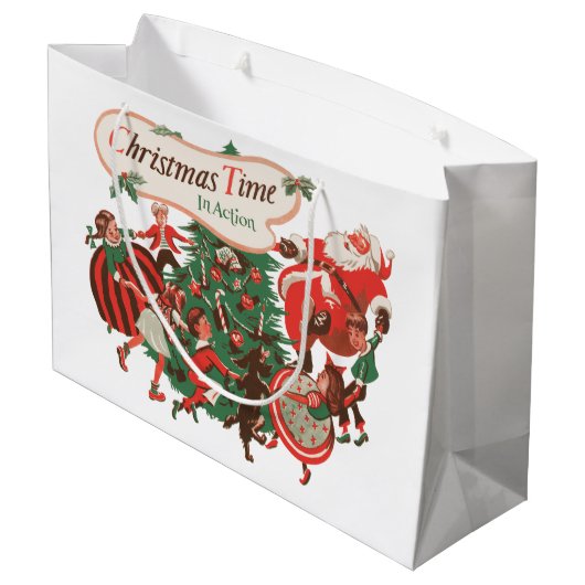 Weihnachten Weihnachtsmann und Tanzkinder Große Geschenktüte (Rückseite Schrägansicht)