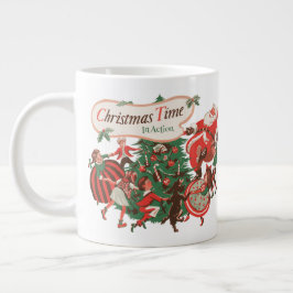 Weihnachten Weihnachtsmann und Tanzkinder Jumbo-Tasse
