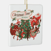 Weihnachten Weihnachtsmann und Tanzkinder Keramikornament (Rechts)