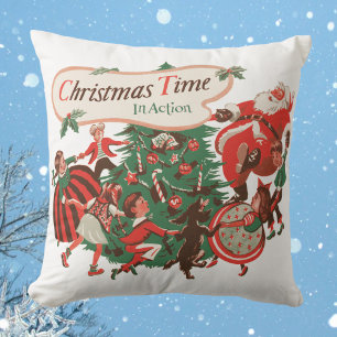 Weihnachten Weihnachtsmann und Tanzkinder Kissen