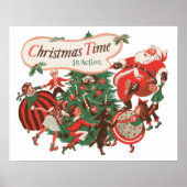 Weihnachten Weihnachtsmann und Tanzkinder Poster (Vorne)