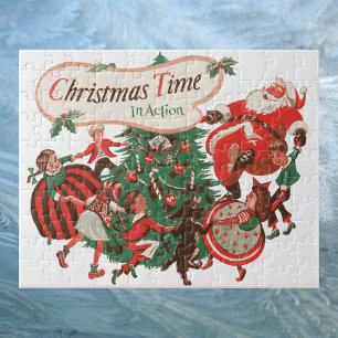 Weihnachten Weihnachtsmann und Tanzkinder Puzzle