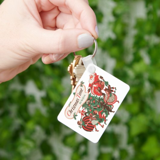 Weihnachten Weihnachtsmann und Tanzkinder Schlüsselanhänger (Hand)