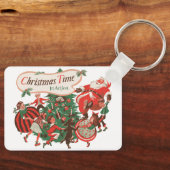 Weihnachten Weihnachtsmann und Tanzkinder Schlüsselanhänger (Vorderseite)