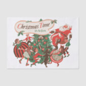 Weihnachten Weihnachtsmann und Tanzkinder Seidenpapier (Vorderseite)