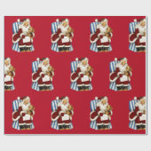 Weihnachten Weihnachtsmann und Teddy Bear Geschenkpapier (Flach)