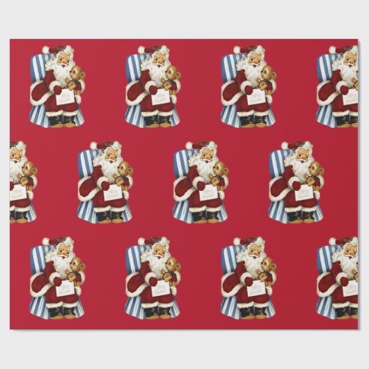 Weihnachten Weihnachtsmann und Teddy Bear Geschenkpapier (Flach)