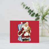 Weihnachten Weihnachtsmann und Teddy Bear Postkarte (Stehend Vorderseite)