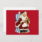 Weihnachten Weihnachtsmann und Teddy Bear Postkarte (Vorne/Hinten)