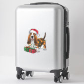 Weihnachten Weihnachtsmannmütze Basset Hund Weihna Aufkleber (Koffer)