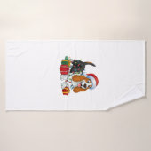 Weihnachten Weihnachtsmannmütze Basset Hund Weihna Badehandtuch (Badehandtuch)