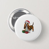 Weihnachten Weihnachtsmannmütze Basset Hund Weihna Button (Vorne & Hinten)
