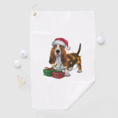 Weihnachten Weihnachtsmannmütze Basset Hund Weihna Golfhandtuch (Insitu)
