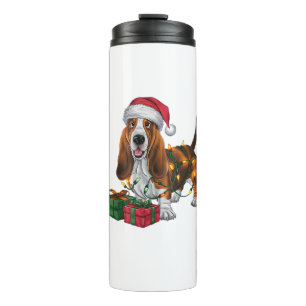 Weihnachten Weihnachtsmannmütze Basset Hund Weihna Thermosbecher