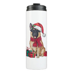 Weihnachten Weihnachtsmannmütze Malinois Weihnacht Thermosbecher