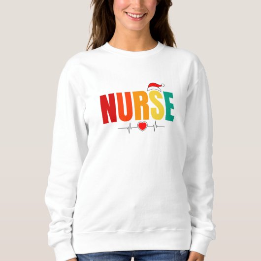 Weihnachten Weihnachtsmannmütze Niedlich Krankenpf Sweatshirt (Vorderseite)