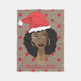 Weihnachten-Weihnachtsmannmütze, Schwarze Frau, ro Fleecedecke