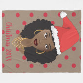 Weihnachten-Weihnachtsmannmütze, Schwarze Frau, ro Fleecedecke (Vorderseite (Horizontal))