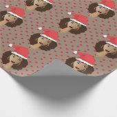 Weihnachten-Weihnachtsmannmütze, Schwarze Frau, ro Geschenkpapier (Ecke)