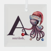 Weihnachten-Weihnachtsmarkt-Monogramm-Name Ornament Aus Glas (Rückseite)