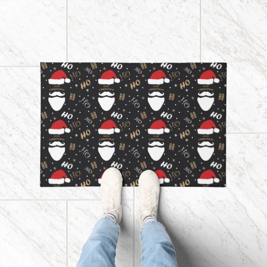 Weihnachten Weihnachtsmuster Schwarzer Hintergrund Fußmatte (Indoor)