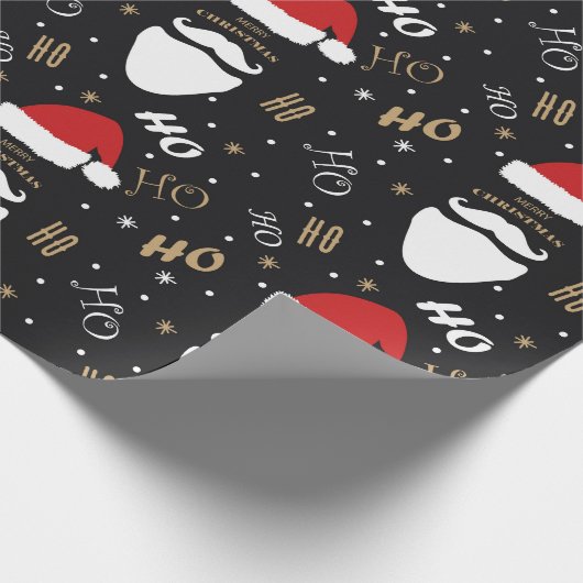 Weihnachten Weihnachtsmuster Schwarzer Hintergrund Geschenkpapier (Ecke)