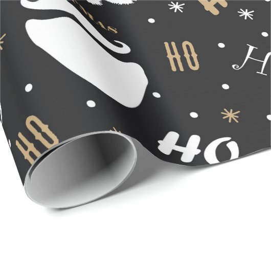 Weihnachten Weihnachtsmuster Schwarzer Hintergrund Geschenkpapier (Rolleneckpunkt)