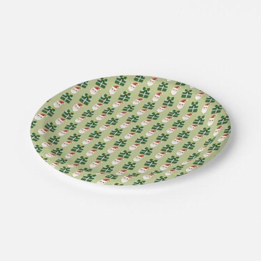 Weihnachten Weihnachtsrot und Grün Pappteller (Schrägansicht)