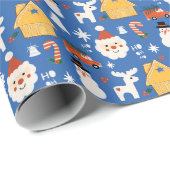 Weihnachten Weihnachtswerkstatt Minimaler Retro Bl Geschenkpapier (Rolleneckpunkt)