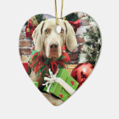Weihnachten - Weimaraner - Lucy Keramikornament (Links)