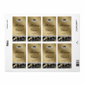 Weihnachten Wein Label Glitzer Blätter Gold Schwar (Vorne)