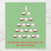 Weihnachten; Weinbaum; Weingläser; Weinetikett (Einzelnes Label)