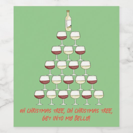 Weihnachten; Weinbaum; Weingläser; Weinetikett (Einzelnes Label)