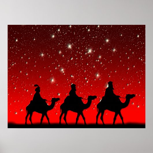 Weihnachten Weisen Red Sky Star Lite Nacht Poster (Vorne)