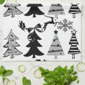 Weihnachten Weiß & Schwarze Bäume Küchentücher (Gefaltet)