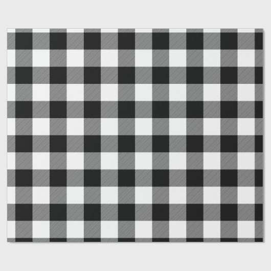 Weihnachten weiß u. schwarzer riesiger Büffel-Karo Geschenkpapier (Flach)