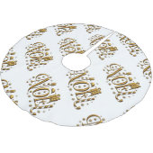 Weihnachten - Weiß und Gold Polyester Weihnachtsbaumdecke (Schrägansicht)