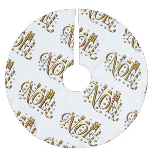 Weihnachten - Weiß und Gold Polyester Weihnachtsbaumdecke