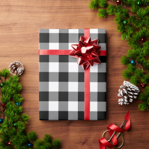 Weihnachten Weiß und Schwarz Büffel Karo Geschenkpapier