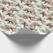 Weihnachten Weiße Blume und Rote Beeren Geschenkpapier (Ecke)