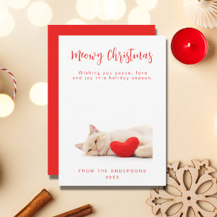 Weihnachten Weiße Funny Funny Cat Foto Weihnachtsk Einladung
