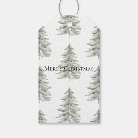 Weihnachten Weiße Grüne Bäume Geschenkanhänger (Vorderseite)