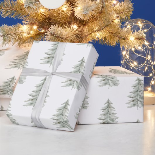 Weihnachten Weiße Grüne Bäume Geschenkpapier (Feiertage)
