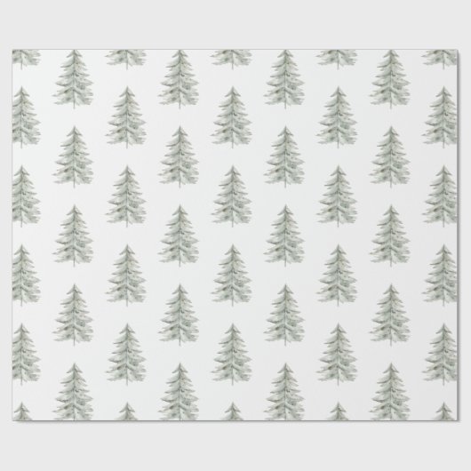 Weihnachten Weiße Grüne Bäume Geschenkpapier (Flach)
